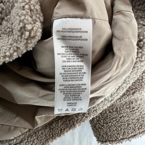 Calvin Klein Sherpa Jacket Womens Size M Deep Pile Fleece Utility Shacket Brown - Picture 9 of 12
